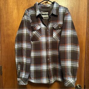 Legendary Whitetails Button Up Jacket Sherpa Lined Large Plaid Brown Green